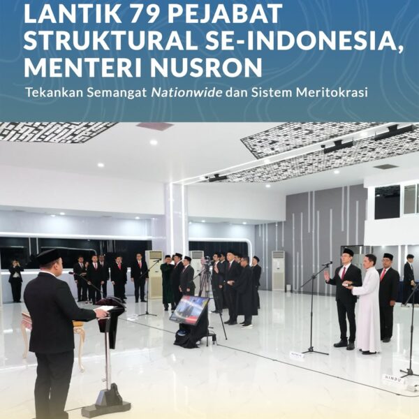 Menteri Nusron Lantik 79 Pejabat Struktural se-Indonesia