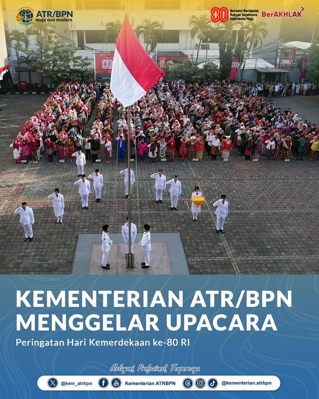 Kementerian ATR/BPN Gelar Upacara HUT RI ke 80