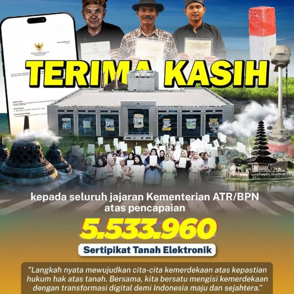 Kementerian ATR/BPN terbitkan 5.533.960 Sertipikat Elektronik